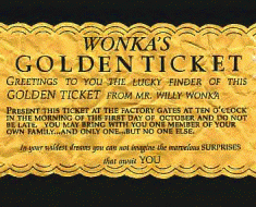 Tool Willy Wonka Golden Ticket