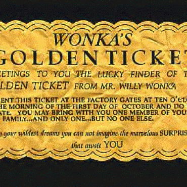 Tool Willy Wonka Golden Ticket